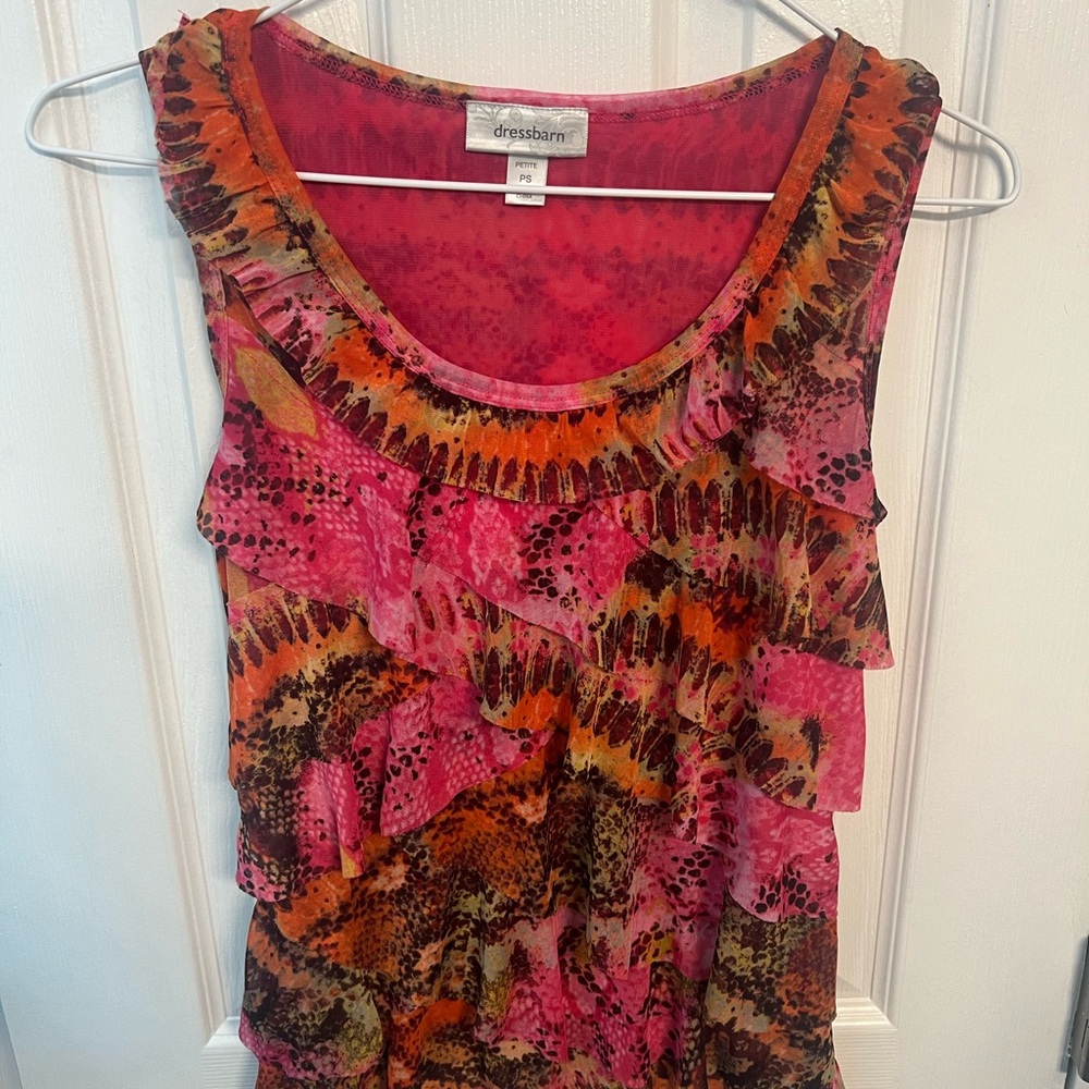 Dressbarn Multicolor Ruffle Blouse